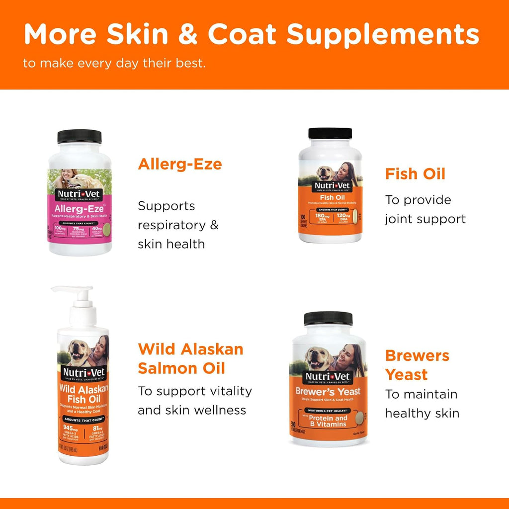 Nutri-Vet Shed Defense Snacks Blandos para Perros - Suplemento para Piel y Pelaje con Omega 3 de Aceite de Pescado, 60 Snacks