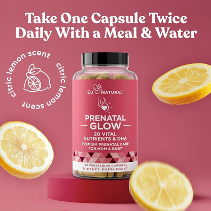 Eu Natural Glow Prenatal Vitamins - 20-en-1 – DHA vegano : un ácido graso omega-3 de origen algal que contribuye – Image 7