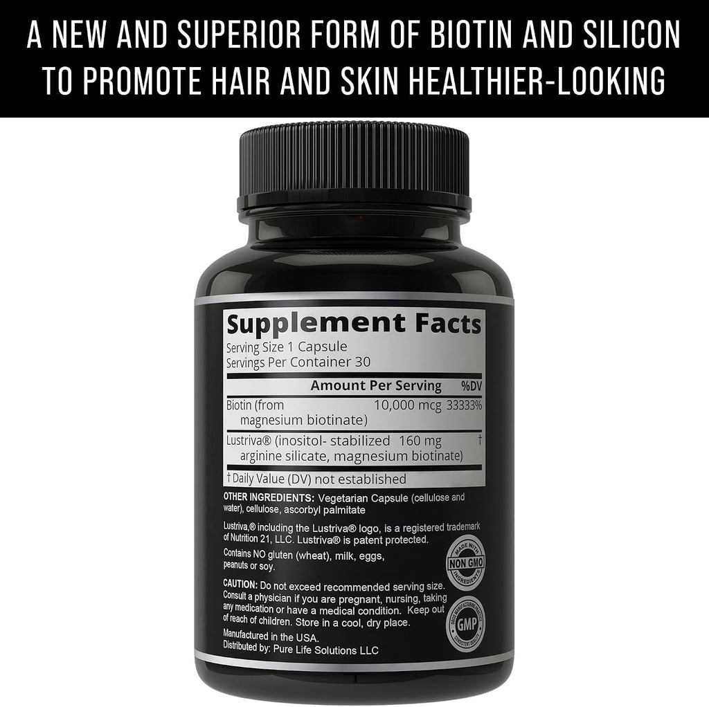 Lustriva - Suplemento de Biotina 10000mcg para el Cuidado del Cabello y la Piel
