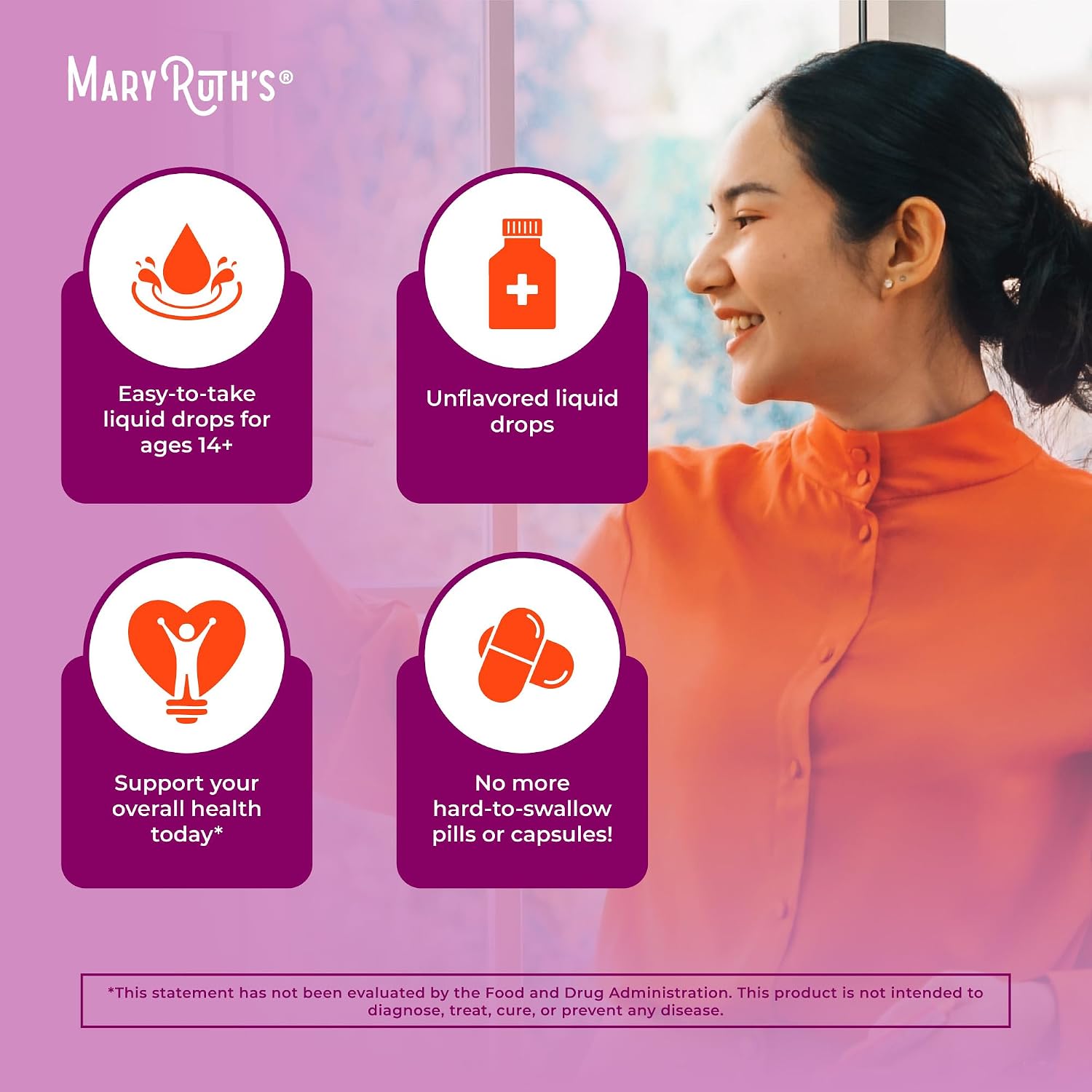 MaryRuth's Organics Gotas Líquidas Orgánicas de Vitamina A | 3 Meses de Suministro | Salud Ósea para Mayores de 14 Años | 750mcg por Ración | Sin Azúcar | Vegano | Sin OMG | Sin Gluten | 30ml