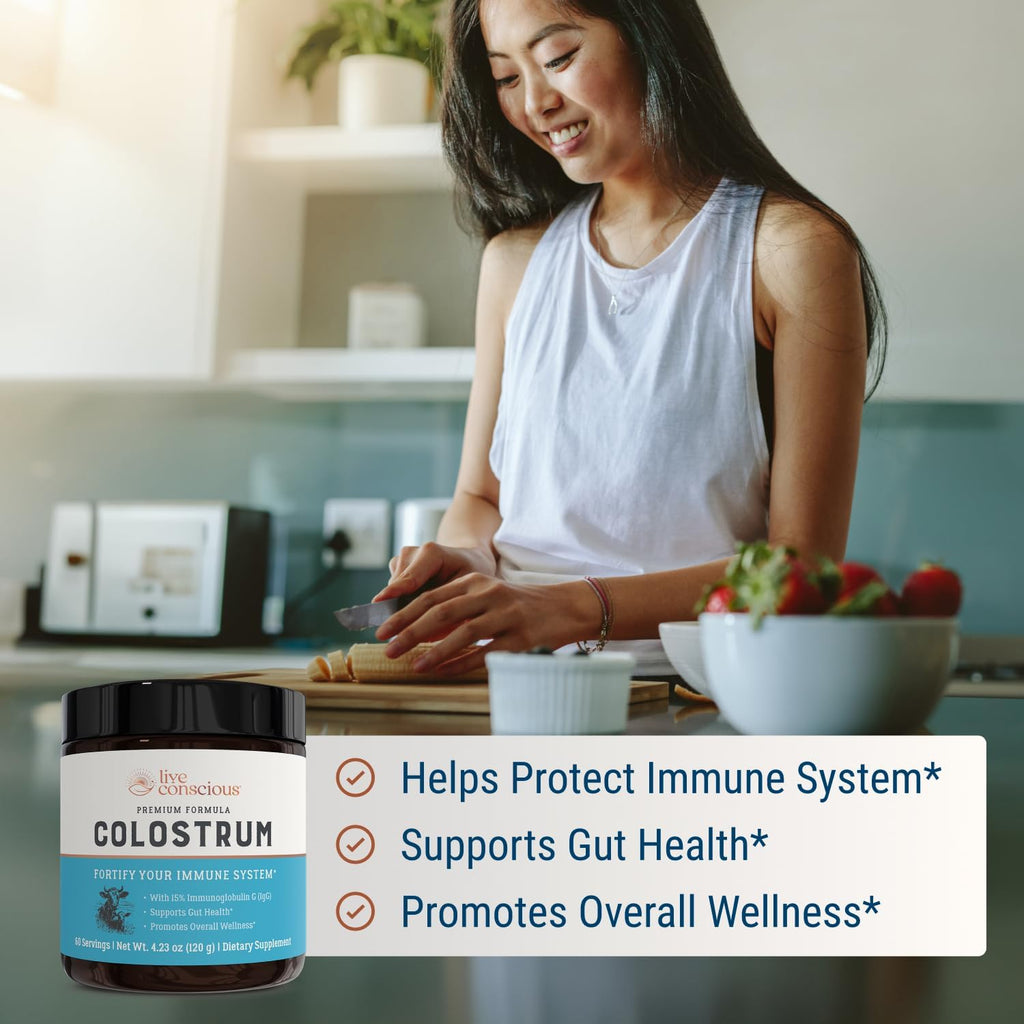 Live Conscious Colostrum Powder - Calostro Bovino de Pasto con Lactoferrina (227 g)