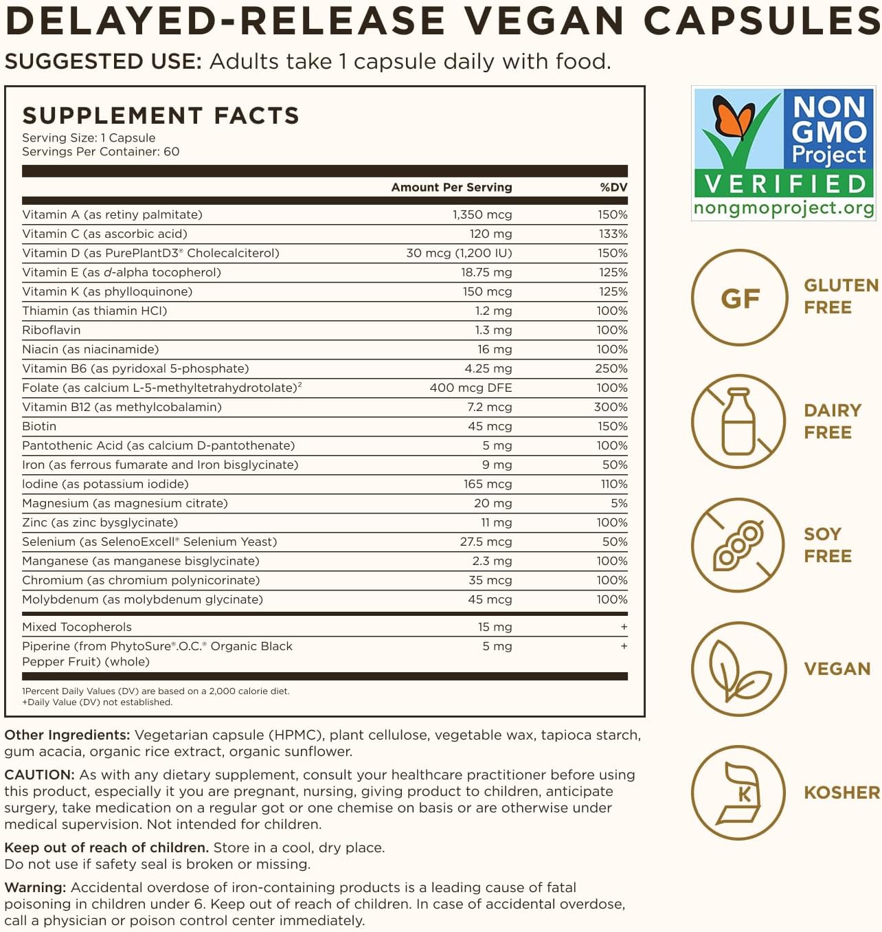 Solgar One Daily Women's Multi - Multivitamínico Completo para Mujeres, 60 Cápsulas Veganas