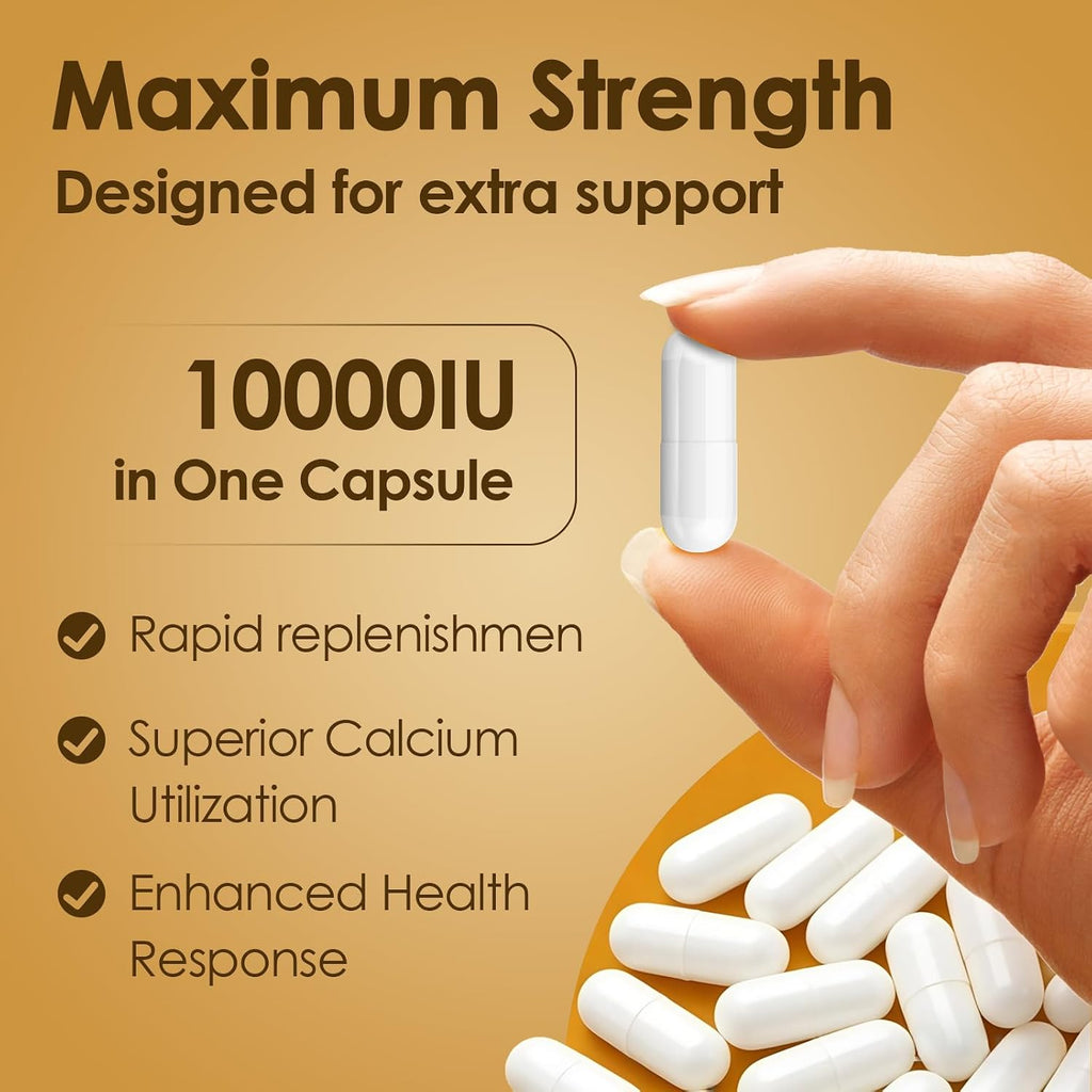 NATURE TARGET Vitamin D3 K2, 10,000 IU D3, 100 mcg K2, 120 Capsules | High-Potency D3 With MCT, for Max Absorption, Supports Bone, Calcium & Immune Health