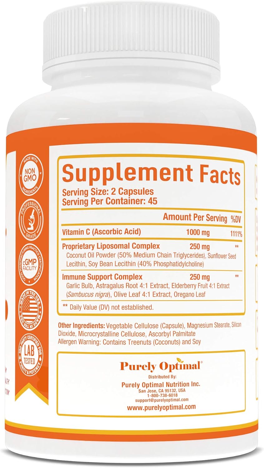 Purely Optimal Liposomal Vitamina C 1000 mg - 90 Cápsulas