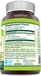 Extracto de Corteza de Pino 100 mg - Cápsulas Vegetales - Herbal Secrets (60 Unidades)