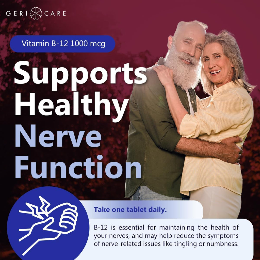 GeriCare Vitamina B12 1000mcg - 100 Comprimidos para Energía y Sistema Nervioso