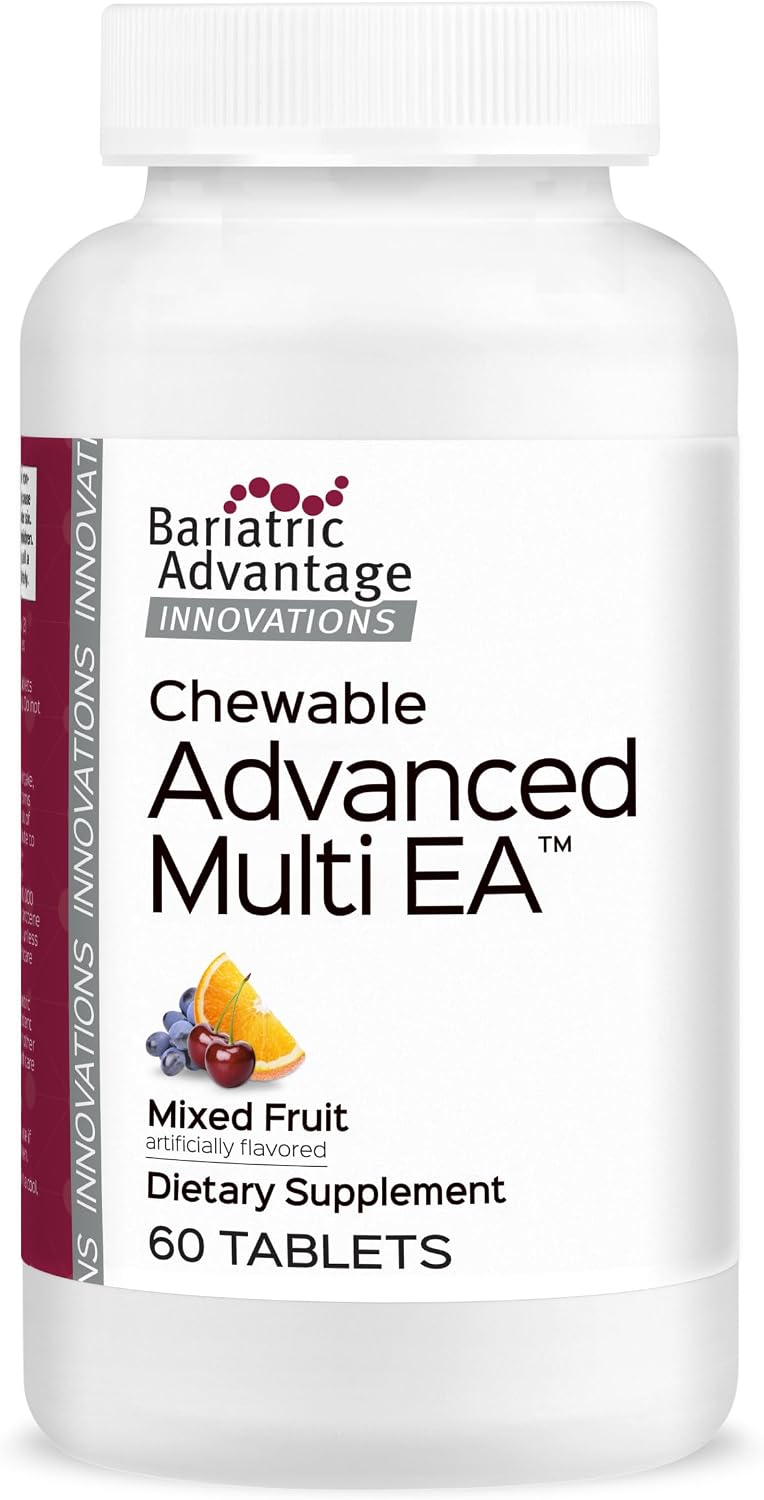 Bariatric Advantage Multivitamínico Masticable Advanced Multi EA - Alta Potencia con Hierro para Pacientes Bariátricos - Sabor Fruta Mixta - 60 Comprimidos