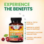 Vitamina D3 K2 2000 UI con MK-7 - 60 Comprimidos Masticables Sabor Berry