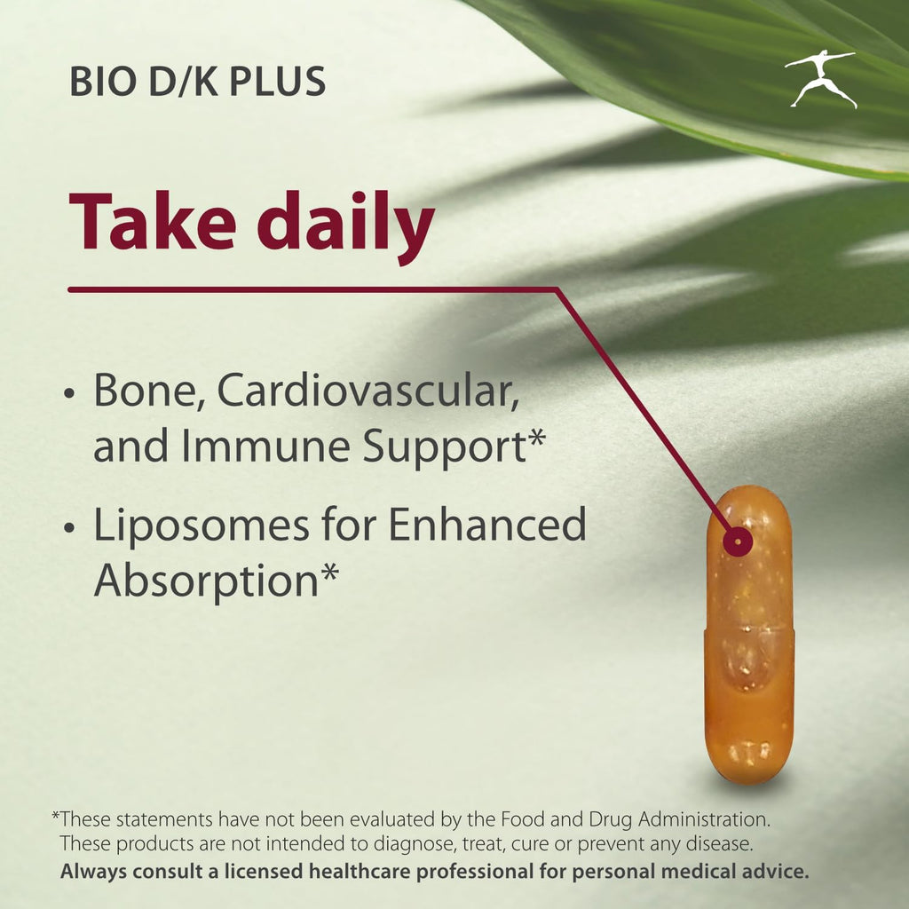 Bio D/K Plus - Vitamina D3 5000 UI + K2 (MK-7) 200 mcg, 60 Cápsulas