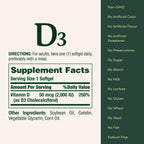 Nature's Bounty Vitamina D3 2000 IU – 240 Cápsulas Blandas de Liberación Rápida