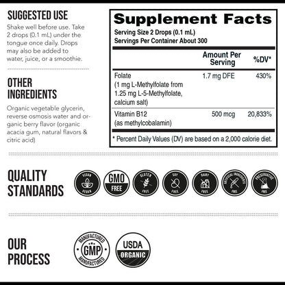 Organic Methyl Folate 1000 mcg + Methyl B12 – La reducción del cansancio y la fatiga.* – Image 6