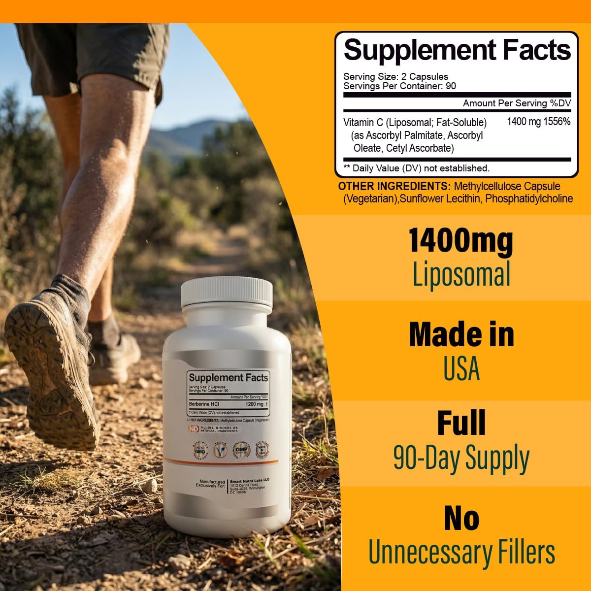 Liposomal Vitamin C 1400mg, 180 Cápsulas Veganas - Smart Nutra Labs