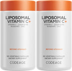 Codeage Liposomal Vitamin C 1500mg con Zinc, Elderberry, Citrus Bioflavonoids, Quercetin & Rose Hips - 180 Cápsulas Veganas