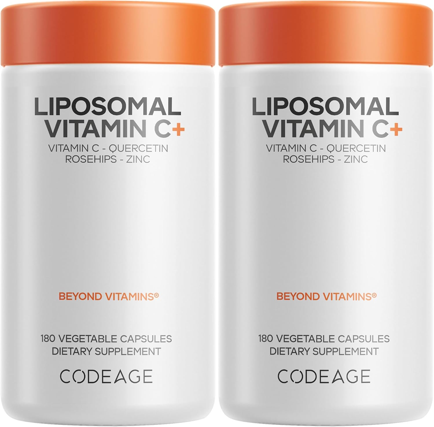 Codeage Liposomal Vitamin C 1500mg con Zinc, Elderberry, Citrus Bioflavonoids, Quercetin & Rose Hips - 180 Cápsulas Veganas