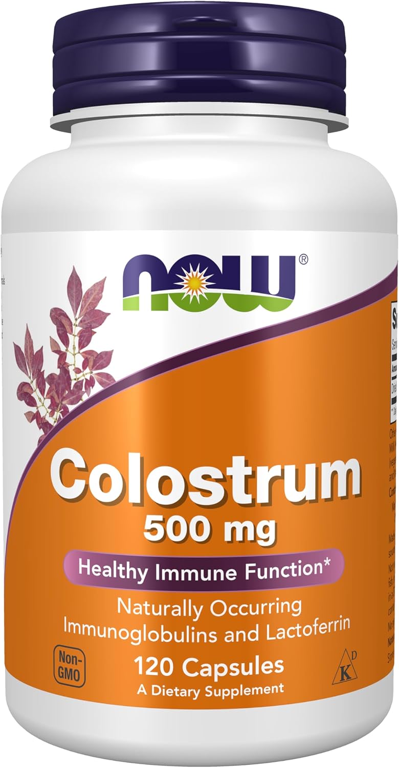 NOW Foods Calostro 500 mg con Inmunoglobulinas y Lactoferrina - 120 Cápsulas Veganas