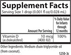 Carlson Baby's Super Daily D3 - Gotas de Vitamina D3 para Bebés, 400 UI, 365 Gotas
