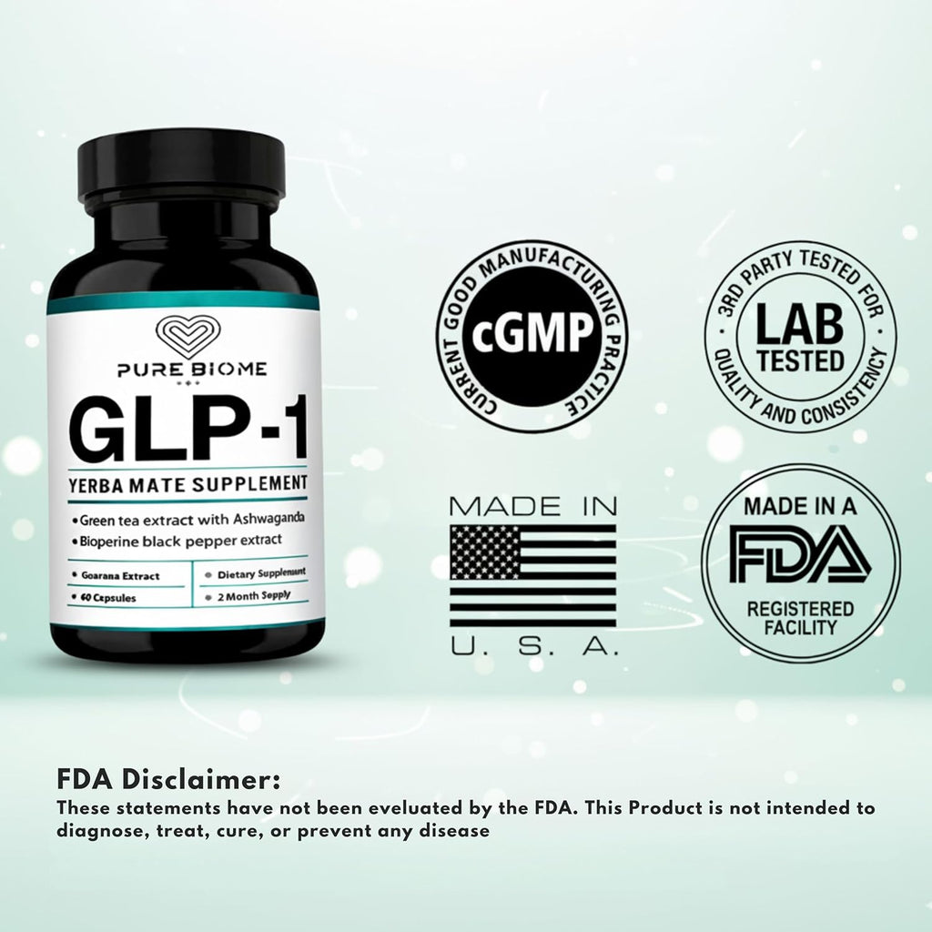 GLP-1 Yerba Mate, Guaraná, Té Verde y Ashwagandha - 40mg Cafeína por Cápsula