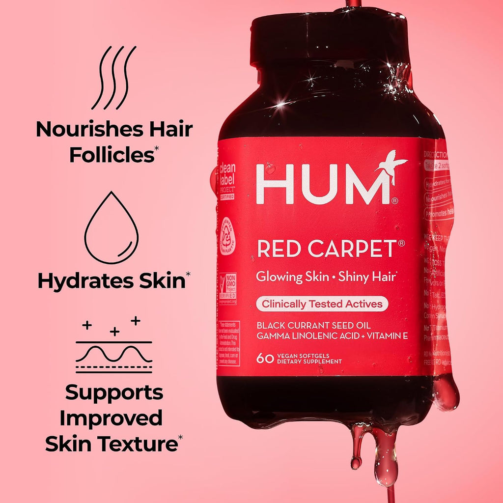HUM Red Carpet Vitaminas para Piel y Cabello con Vitamina E y Aceite de Semilla de Grosella Negra