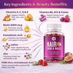 Grab The Gold Vitaminas para Cabello, Piel y Uñas | Gominolas con Biotina 6000 mcg y Colágeno | Sabor Maracuyá | Sin Gluten, No-GMO