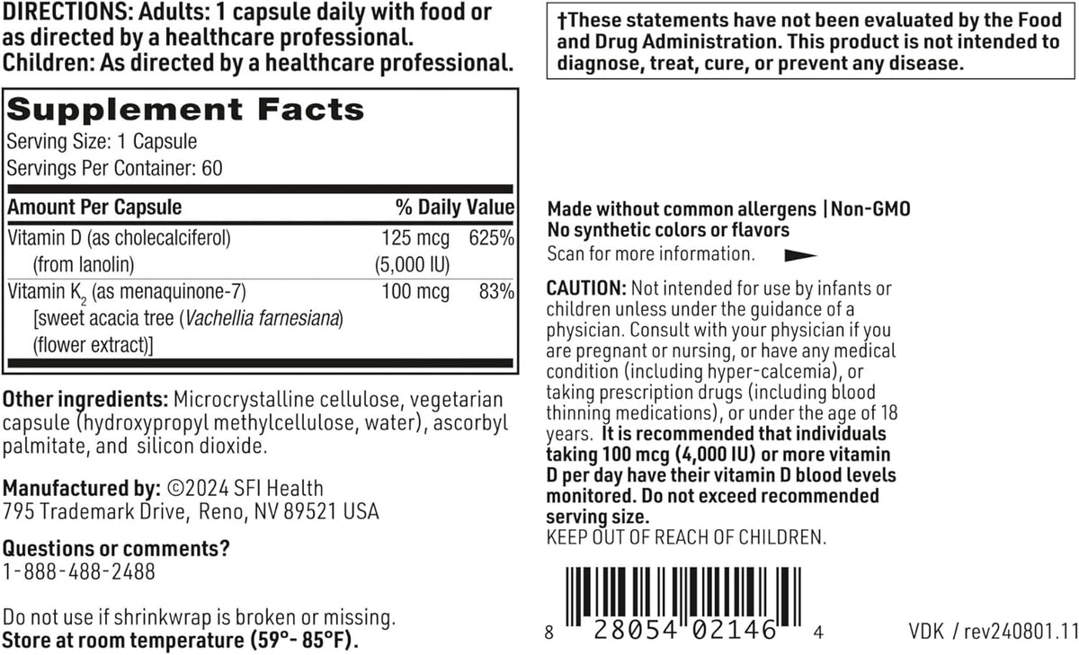 SFI Health Vitamina D Plus K - D3 5000 UI y – Coagulación sanguínea: La vitamina K contribuye a la coagulación – Image 4