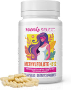 Mama's Select Methylfolate + B12 para Embarazo y Lactancia – 5-MTHF Folato + Metilcobalamina – Favorece el Desarrollo Cerebral del Bebé – 30 Cápsulas