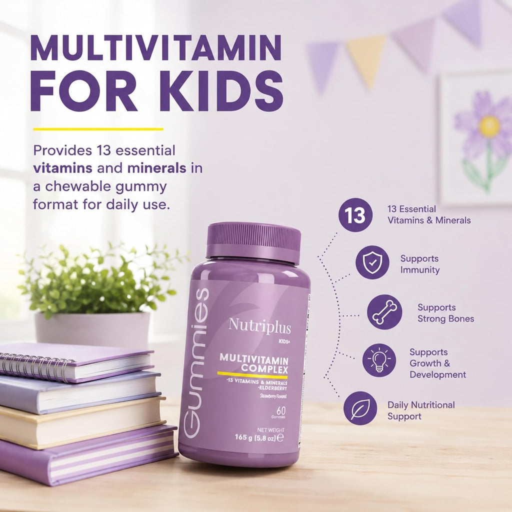 FARMASi Nutriplus Kids Gummies, Sabor Fresa, 60 Gominolas