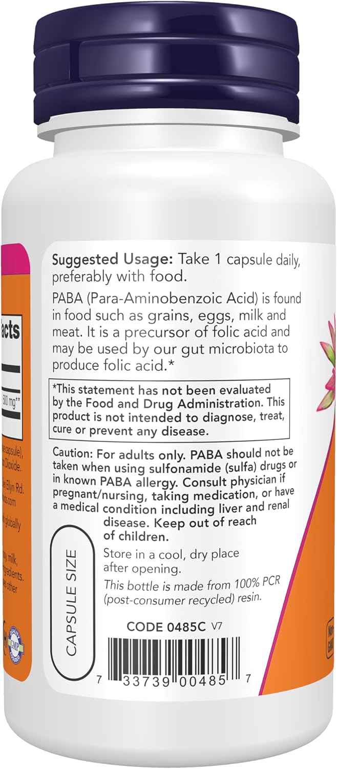 NOW Foods PABA 500mg 100 Cápsulas (Pack de 2)