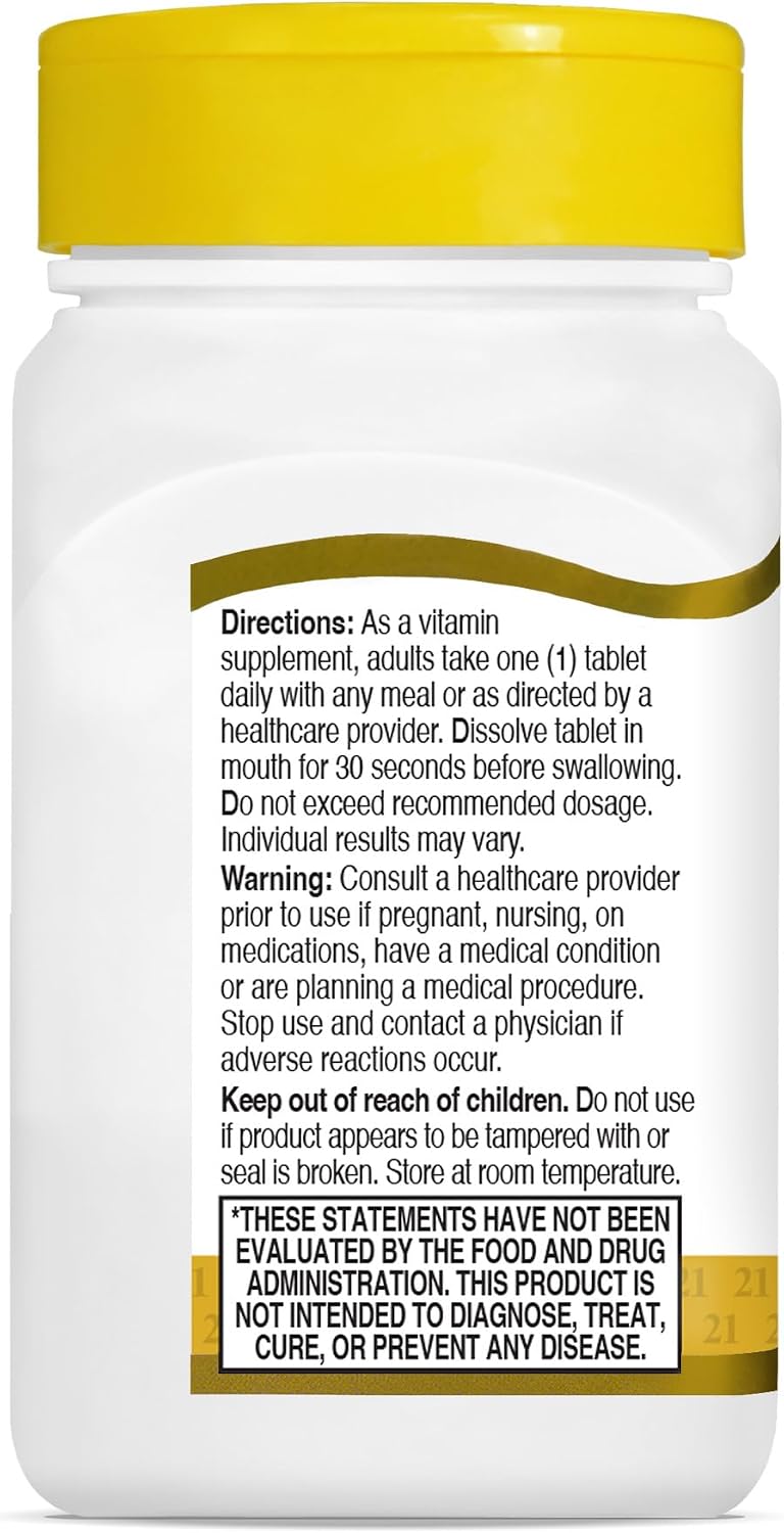 21st Century Vitamina B12 5000 mcg Comprimidos Sublinguales - Sabor Cereza, 110 unidades