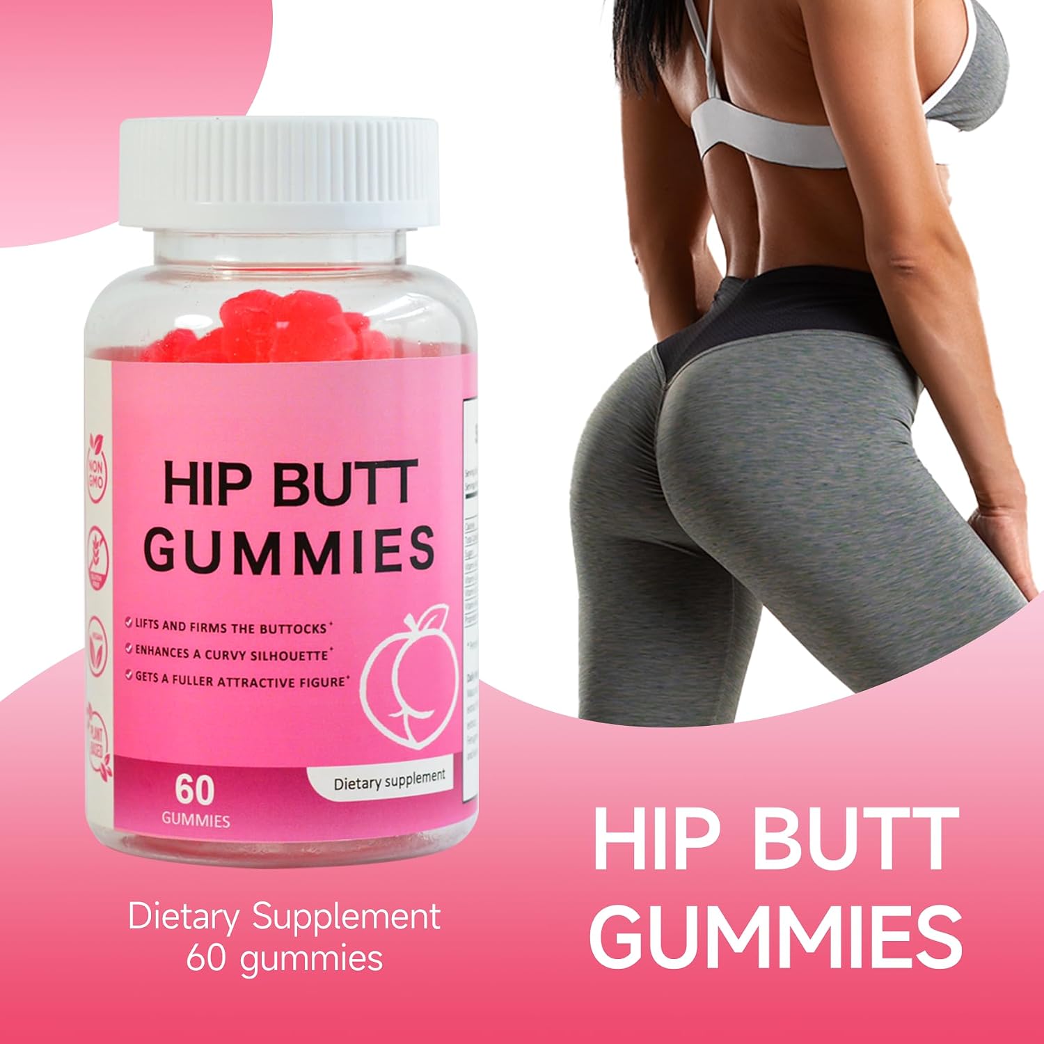 Laicuherb BBL Gummies para Mujeres Curvas - Sabor a Bayas, Gomitas con Vitaminas A, C, E y B6, 60 unidades, Forma de Oso, Mezcla Herbal