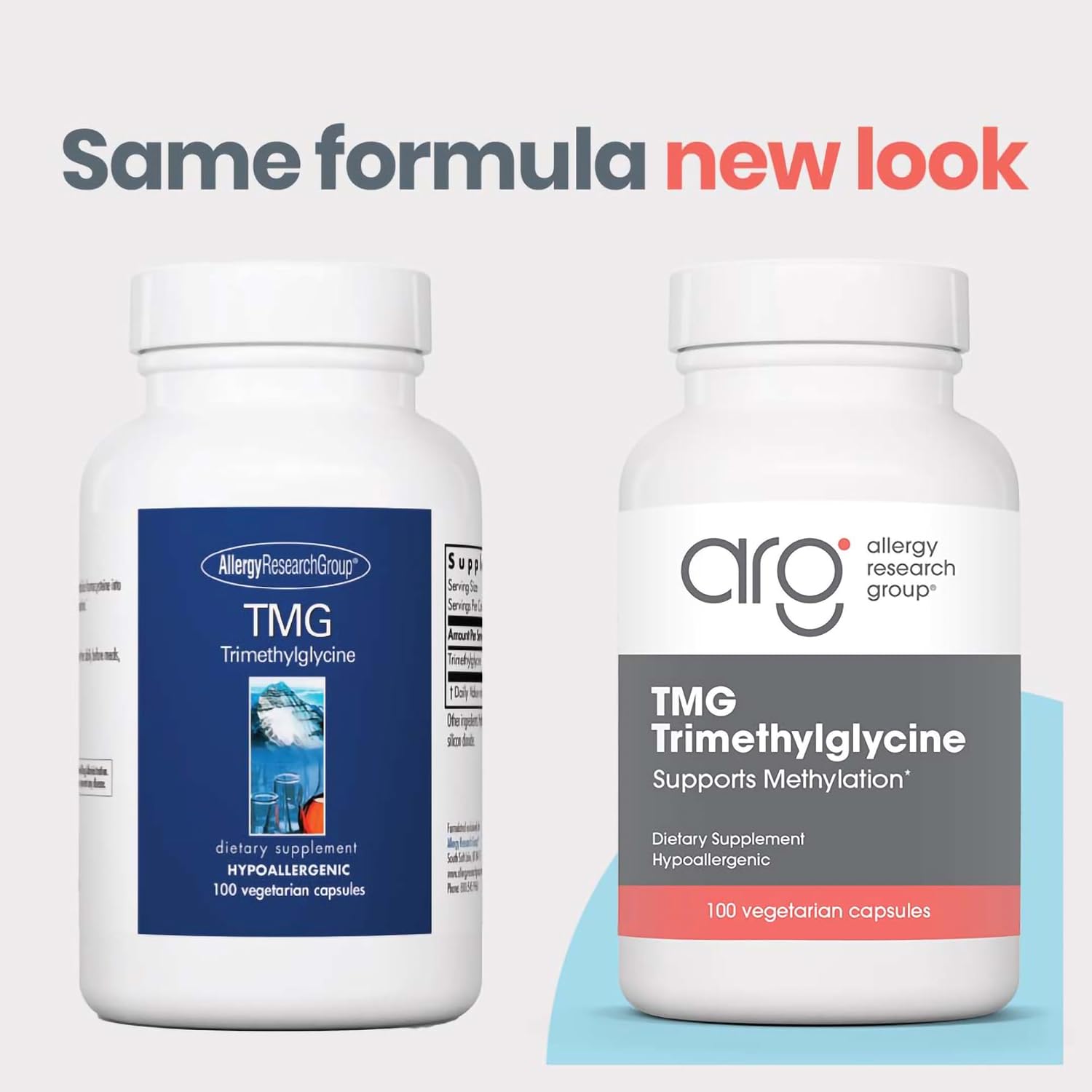 Trimetilglicina (TMG) 750 mg – Allergy Research Group – 100 Cápsulas