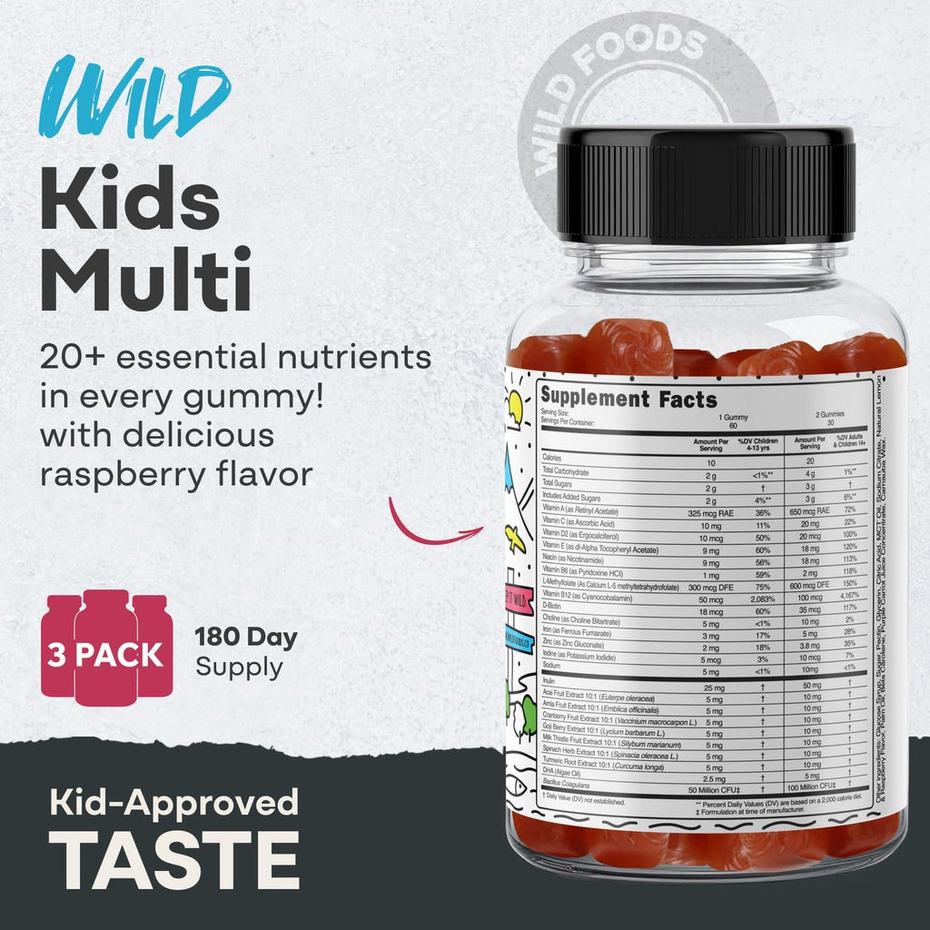 Wild Foods Gomitas Multivitamínicas para Niños – 60 Gomitas
