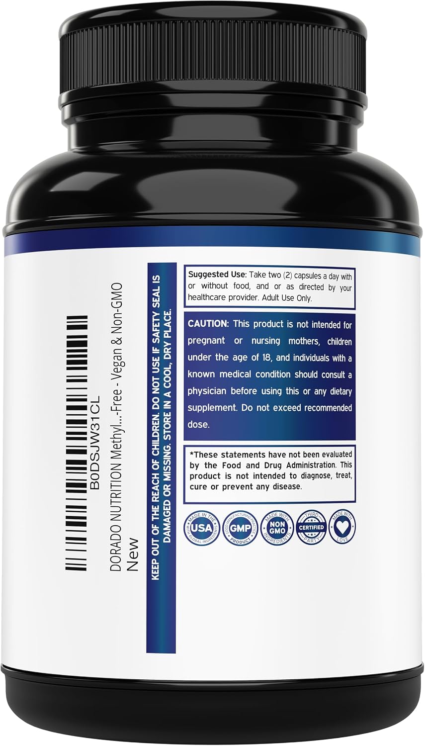 Multivitamínico Metilado - Complejo B Metilado con TMG y Metilfolato - Sin Gluten - 120 Cápsulas