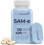 LongLifeNutri SAM-e 400 mg – 120 Cápsulas Vegetales, S-Adenosilmetionina Metilada para la Movilidad Articular, Suministro de 2 Meses, Sin Rellenos, Certificado GMP, Fabricado en EE. UU.