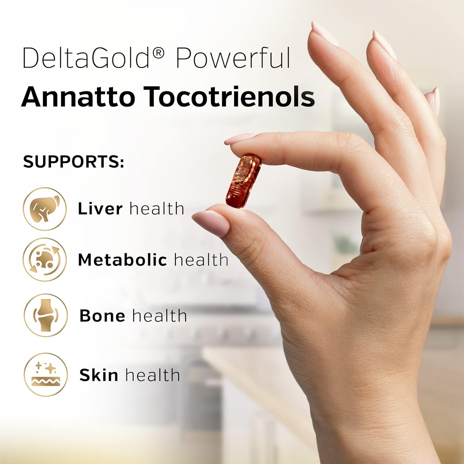Sunergetic Premium Annatto Tocotrienol – Vitamina E 300 mg – DeltaGold – 30 Cápsulas Líquidas
