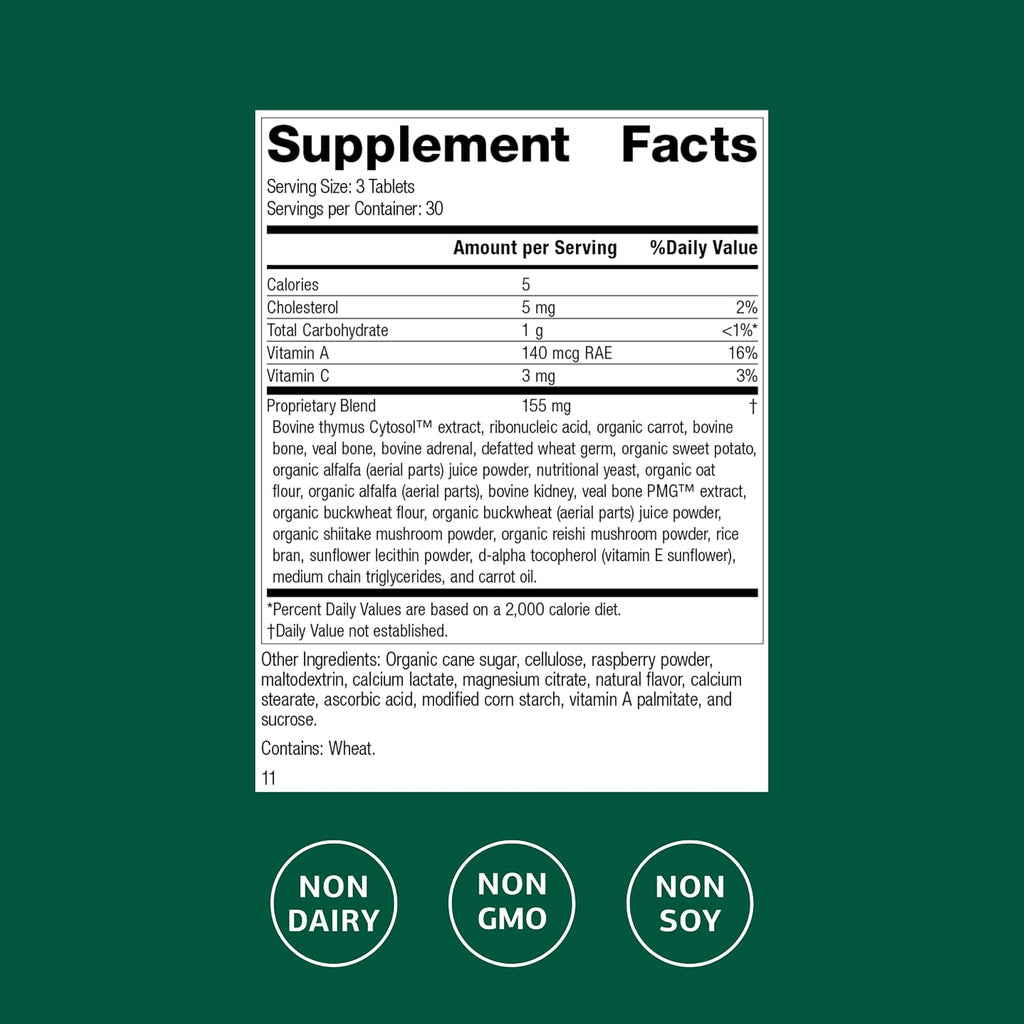 Standard Process Congaplex Chewable - Suplemento para el sistema inmunitario con vitamina A - Apoya la glándula del timo y la síntesis de proteínas - Sin lácteos ni soja - 90 comprimidos (30 porciones)