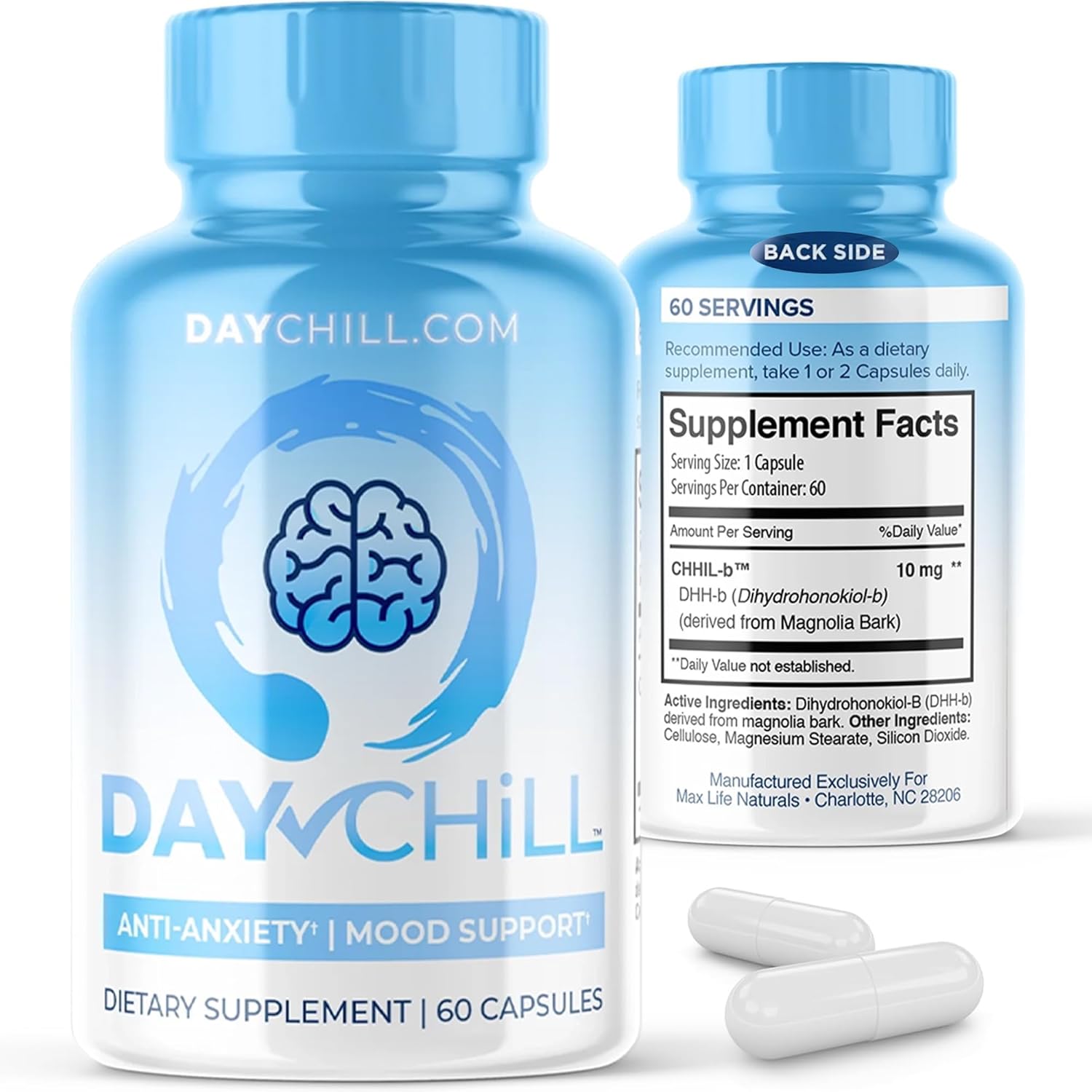 Chill Pill Happy Pills - Suplemento para el estado de ánimo con corteza de magnolia y DHH-B, 60 cápsulas