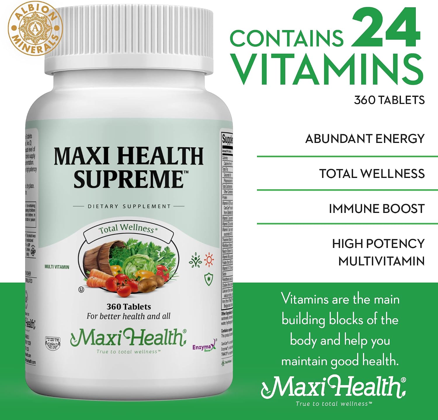 Supreme Multivitamínico para Hombres y Mujeres – Alta Potencia con Minerales, CoQ10 y Antioxidantes – 360 Comprimidos
