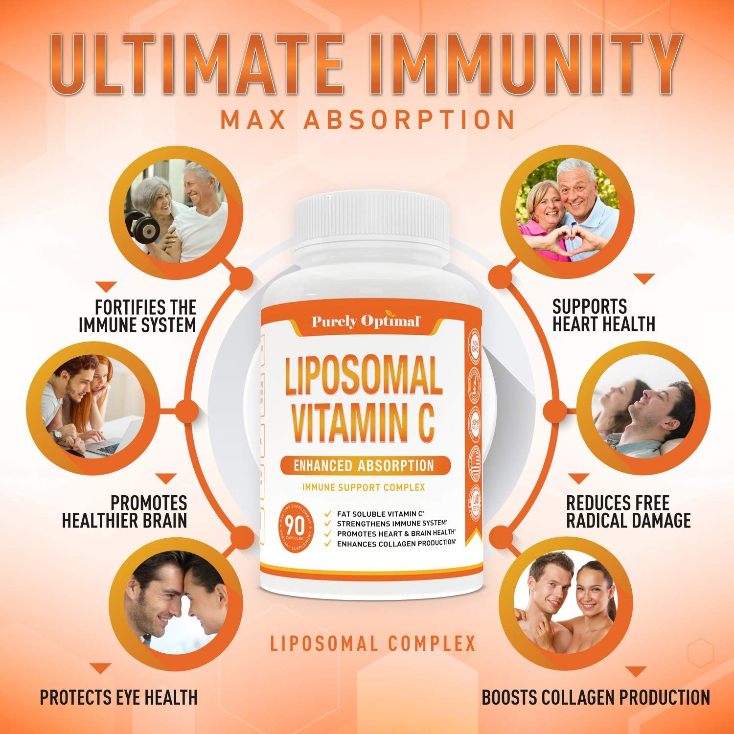 Purely Optimal Liposomal Vitamina C 1000 mg - 90 Cápsulas