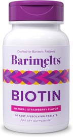 BariMelts Biotin 5000mcg - 90 Comprimidos de Disolución Rápida, Sabor Fresa Natural