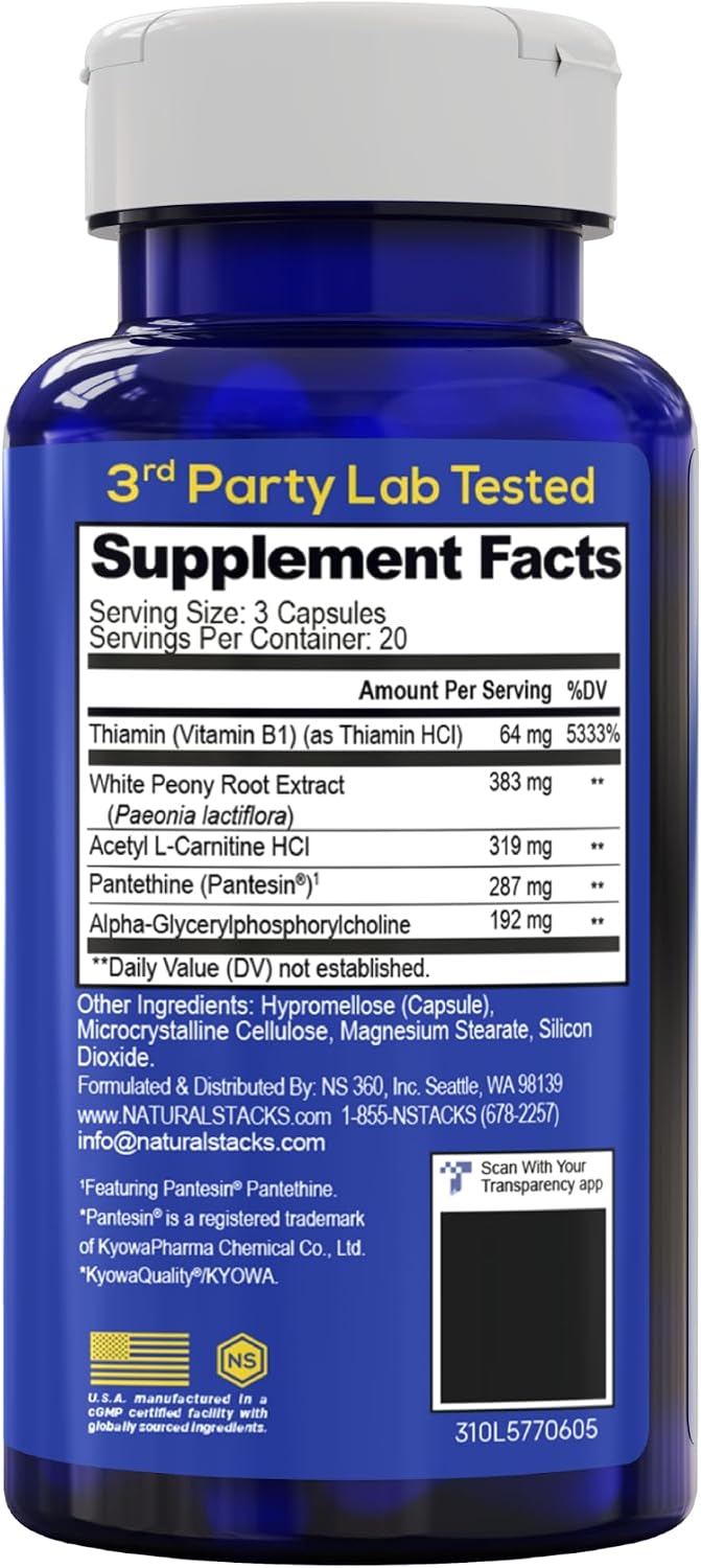 Acetylcholine Brain Food - Acetil L-Carnitina y Alpha GPC - 120 Cápsulas