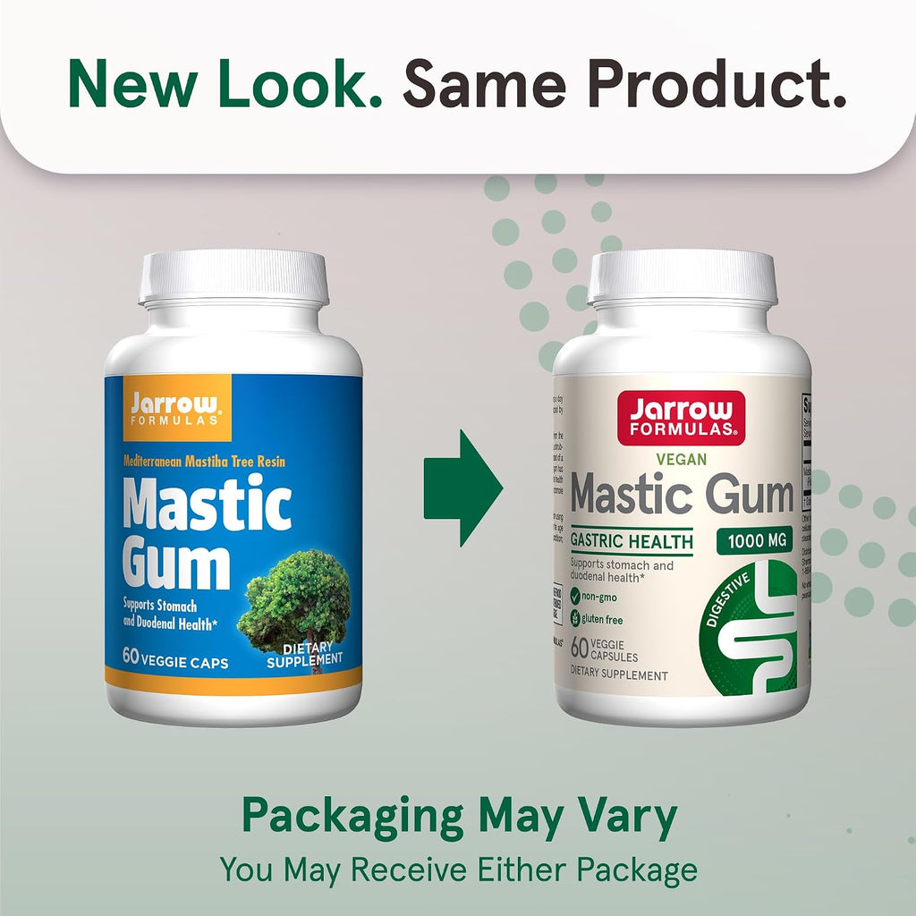 Jarrow Formulas Mastic Gum 1000 mg - Suplemento para la Salud Gastrointestinal - 60 Cápsulas Vegetales (30 Días)