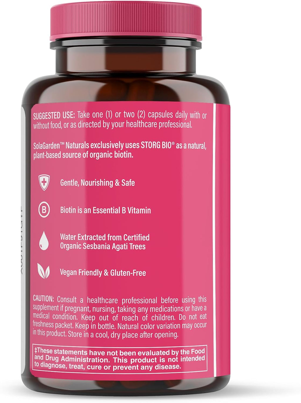 Biotina Orgánica Vegetal 5000 mcg - 60 Cápsulas - SolaGarden Naturals
