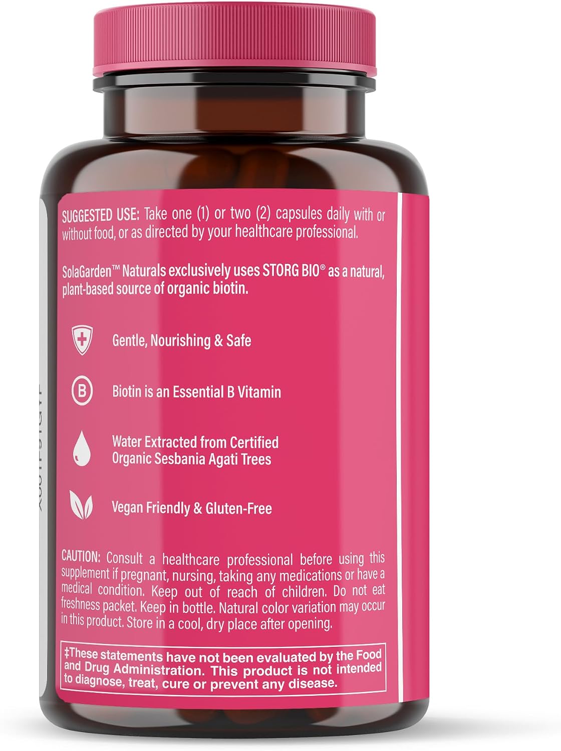 Biotina Orgánica Vegetal 5000 mcg - 60 Cápsulas - SolaGarden Naturals