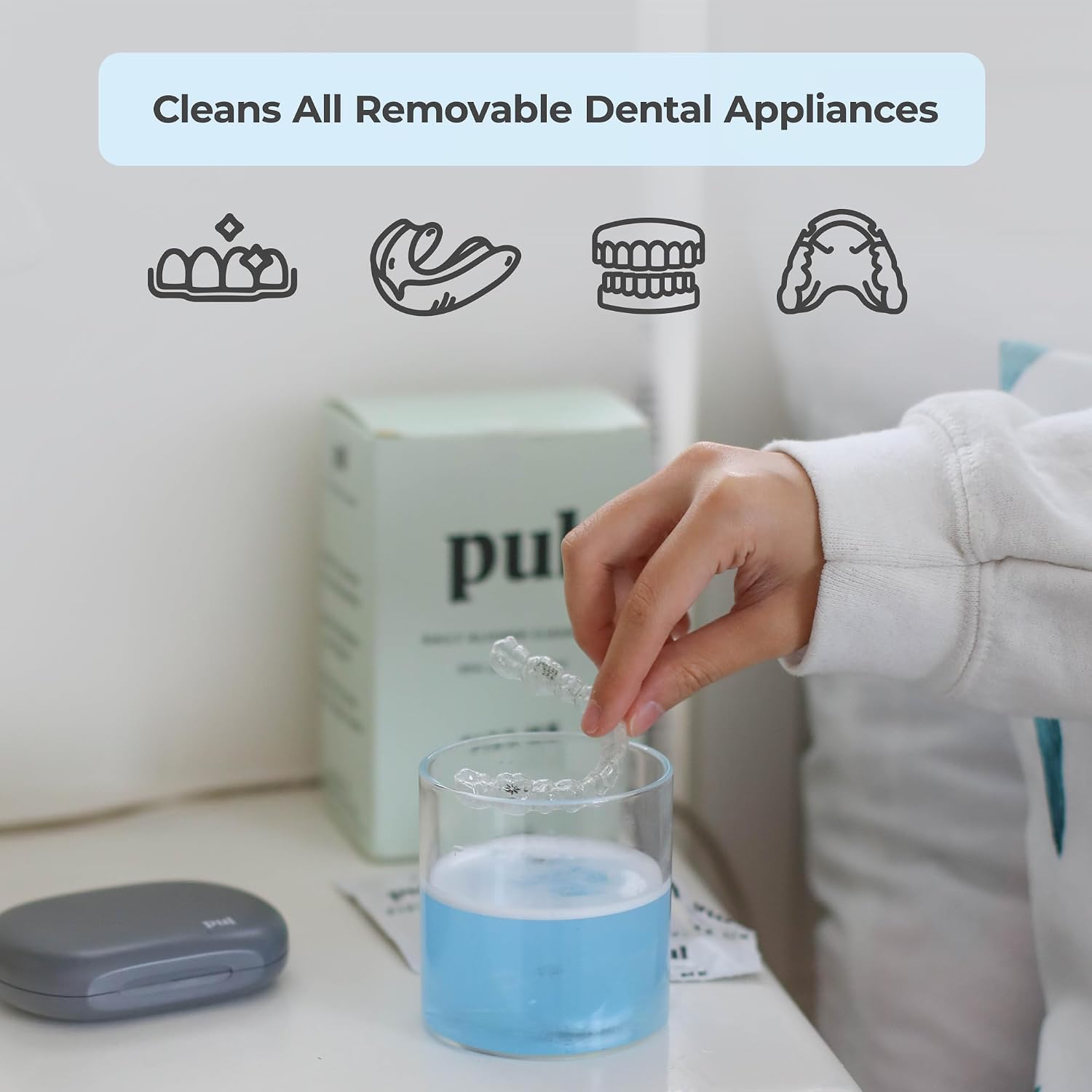 PUL Retainer Cleaner Tablets - Pastillas limpiadoras para retenedores y alineadores - Suministro para 96 días