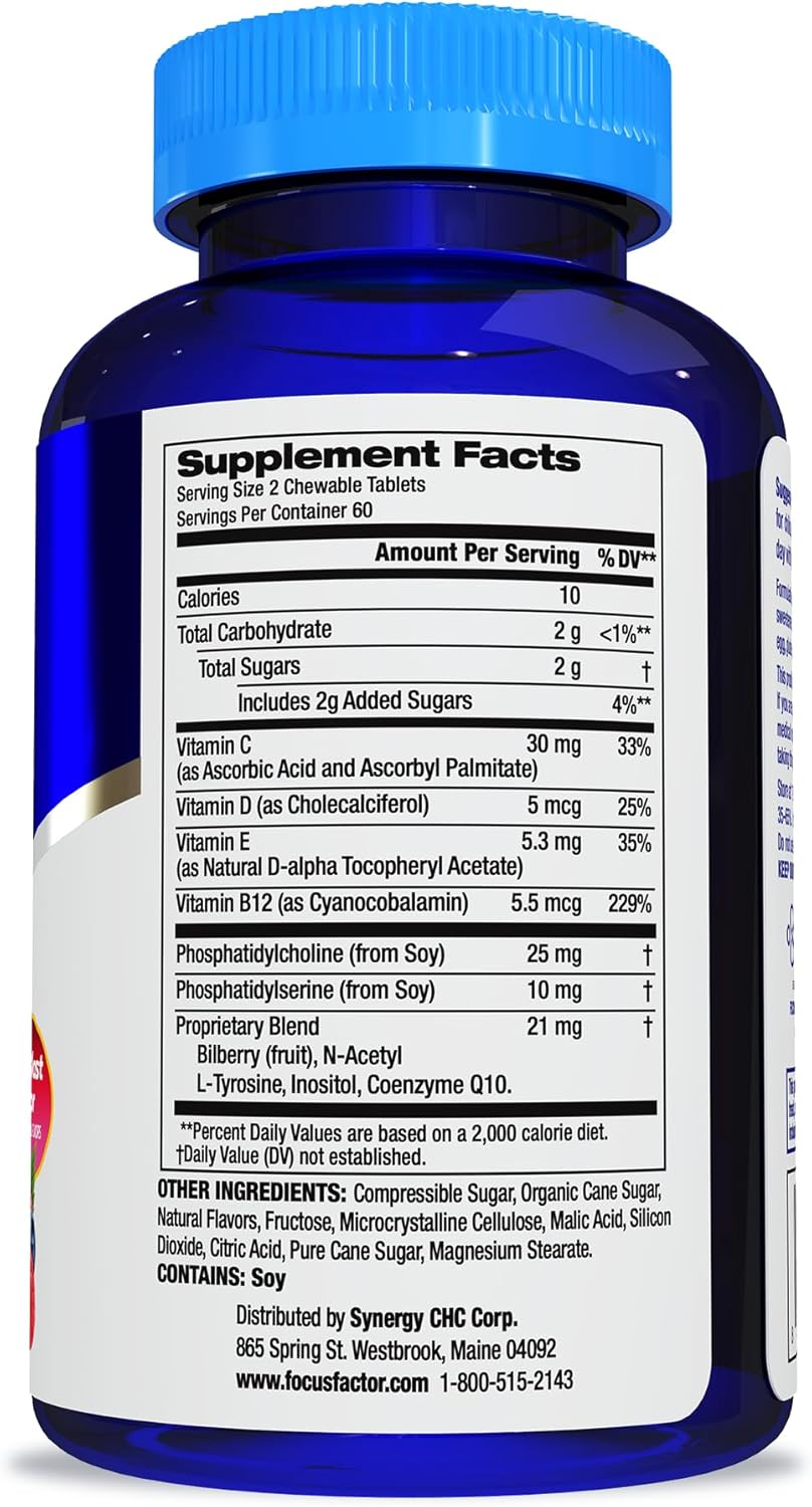 Focus Factor Kids Extra Strength - 120 comprimidos masticables (Pack de 3)