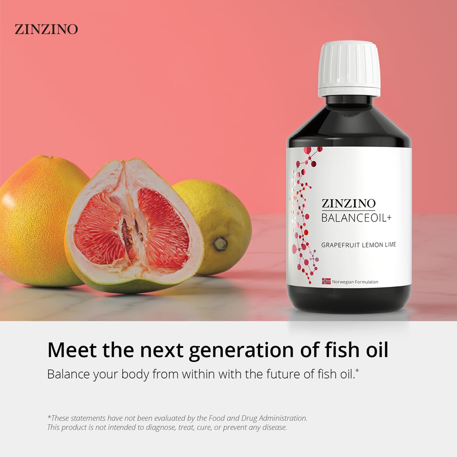 Zinzino BalanceOil+ Pomelo Limón Lima - Complemento de Aceite de Pescado con Aceite de Oliva Virgen Extra, Omega-3 (EPA+DHA), Polifenoles y Vitamina D3 (300 ml)