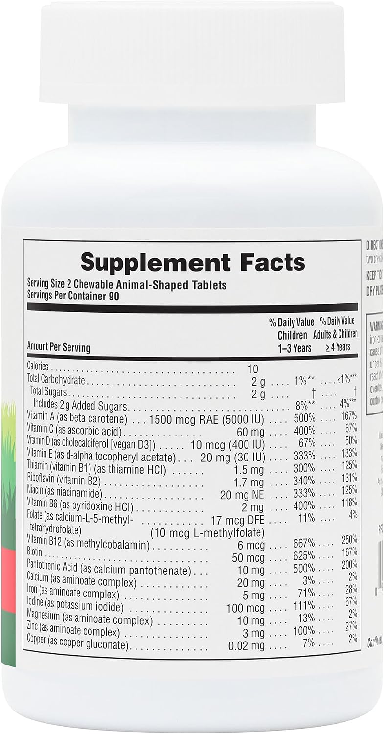 NaturesPlus Animal Parade Multivitamínico Masticable para Niños - Sabor Cereza - 180 Comprimidos