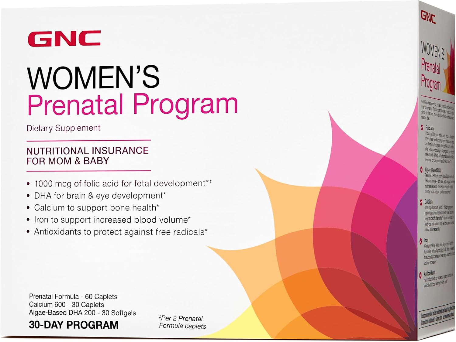 GNC Women's Prenatal Program - Sistema de suplementos diarios, 30 packs