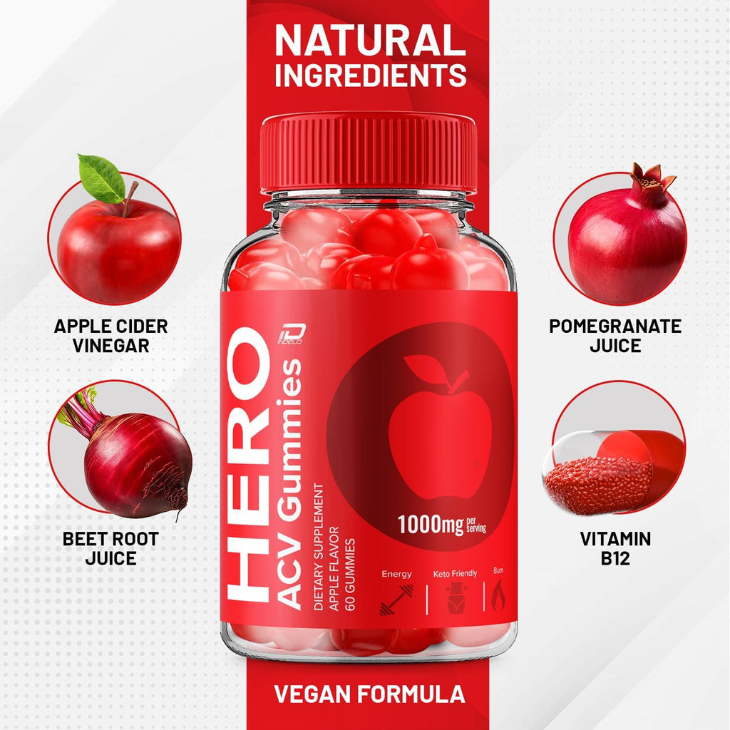 Hero ACV Gummies - Vinagre de Manzana y Vitamina B12, 120 Gominolas