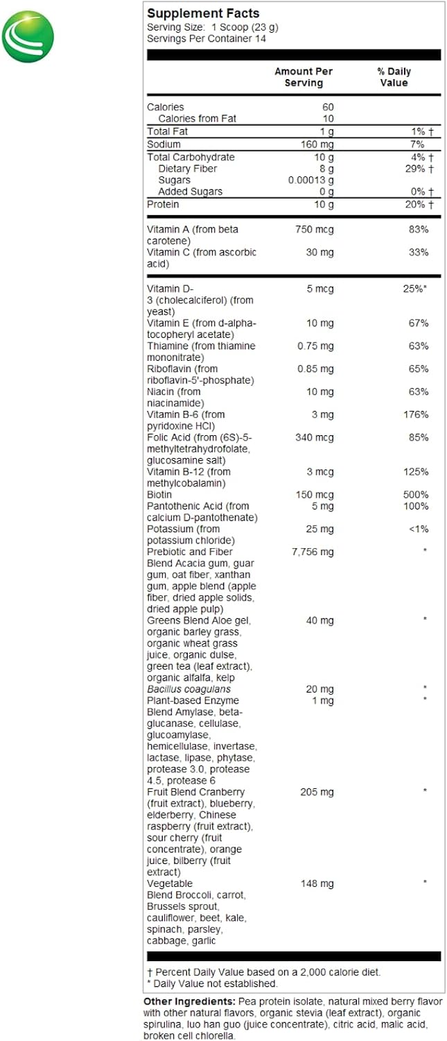 BioGenesis Premiere Greens Multi Fine Powder, Vainilla Baya, 392 Gramos
